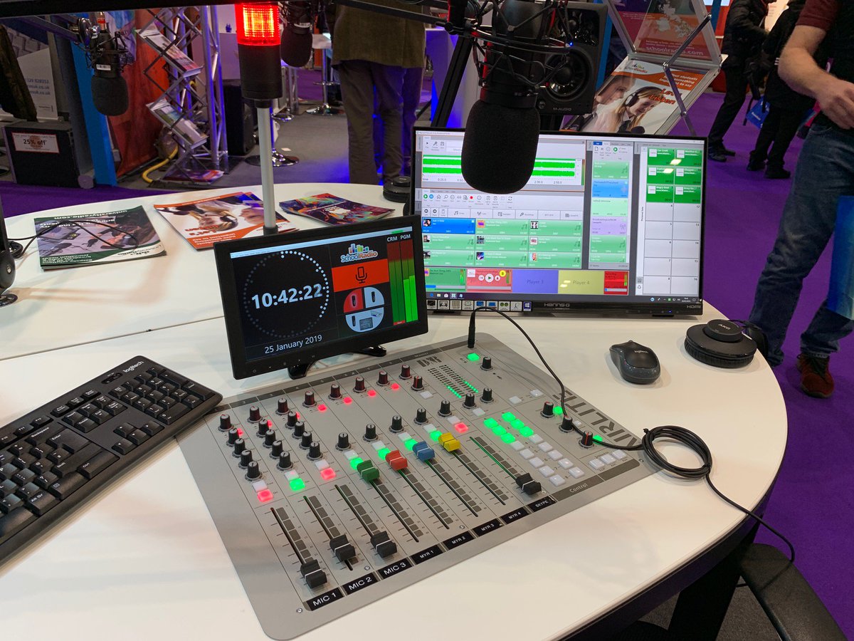 Another day at Bett 2019. We are showing off our two new studio packages, the SR1 &amp; 2.

Designed for use in schools / Colleges / Hospital / Community stations, or perhaps a Small Scale DAB station!

Come see us at The Excel Exhibition centre in London, until Saturday afternoon.