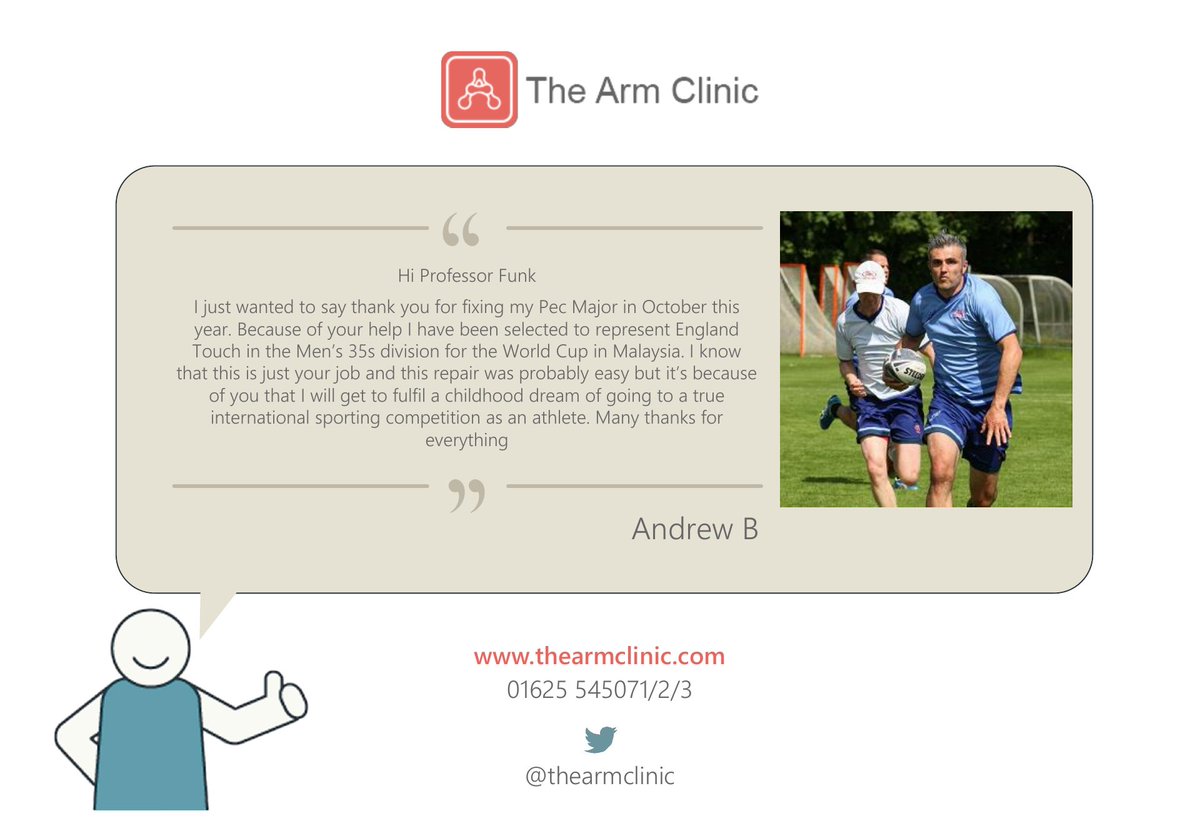thearmclinic's tweet photo. #FeedbackFriday - Take a look at this great feedback from Professor Funk's patient. Thank you Andrew for your kind email and for allowing us to share your photo.
@theshoulderdoc  @MIHP_UK  @52AlderleyRoad 
#TheArmClinic #Feedback https://t.co/q6om9bgo3K