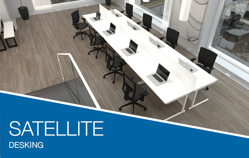 Our highly versatile Satellite desk range is now available with a white frame to give a fresh and clean feel to this popular range. #office #desking #Interiors