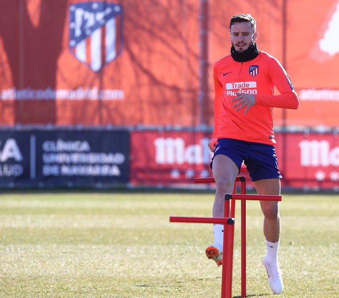 Saúl, en el entrenamiento de este viernes (Foto: ATM).