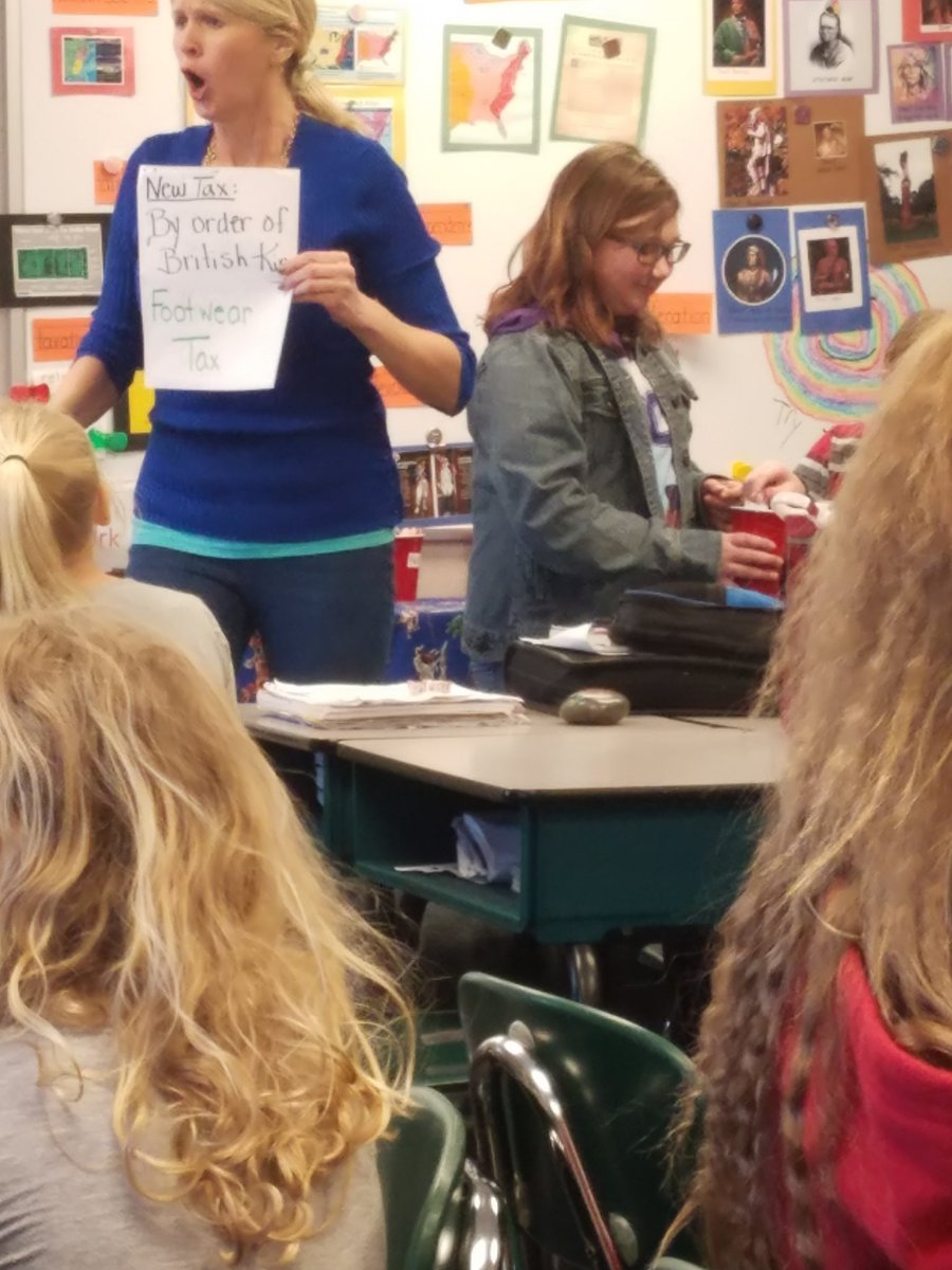 brianblum_'s tweet image. 4th grade Ss in Miss Ashbrook&apos;s Social Studies class learn about why taxation without representation was so unfair! Ss had to pay part of their candy paycheck to the tax collectors for a pet tax, sugar tax, footwear tax and other unfair taxes #NRVikings