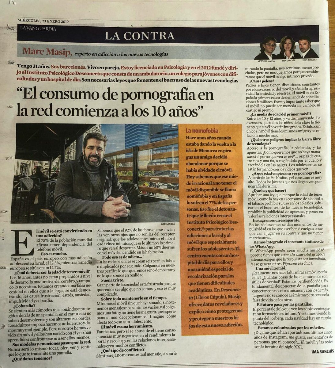CeliaHil's tweet photo. #RECOMIENDO leer  el artículo de @MarcMMasip en @LaContraLV "El #Móvil y las  #RedesSociales son la Heroína del siglo XXI" 
¿Qué pensaís vosotr@s?

Vía @MireiadelPozo @LaVanguardia @LaVanguardiaCAT  
#MarcMasip #LaVanguardia #Jóvenes #Joves #Addicciones #Mòbil #RRSS #SM #XXSS https://t.co/VfbLIZejWC