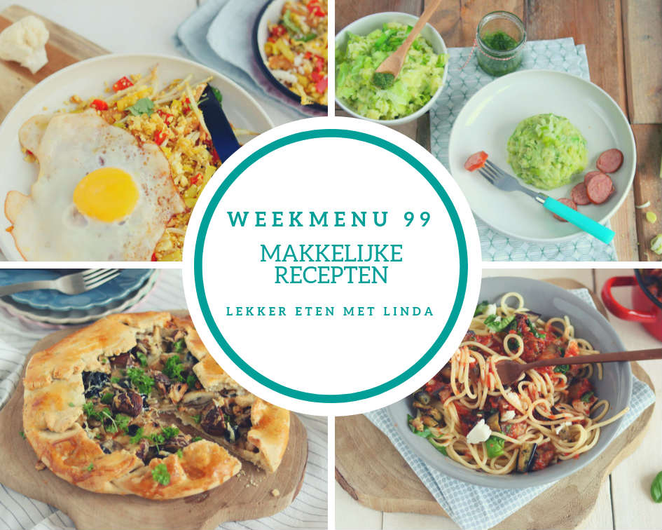 Weekmenu 99 (!) met bloemkoolnasi, preistamppot, galette en een vega pasta.
lekkeretenmetlinda.nl/weekmenu-99-ma…