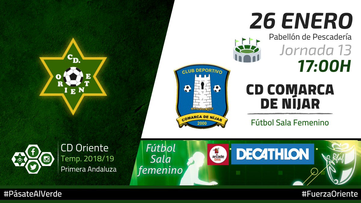 Nuestras chicas de 1andaluza jugarán este sábado y lo harán en el pabellón de Pescaderia.

Sábado 26 enero
17:00H
Pabellón de Pescaderia
 CD Oriente vs CD Comarca de Nijar