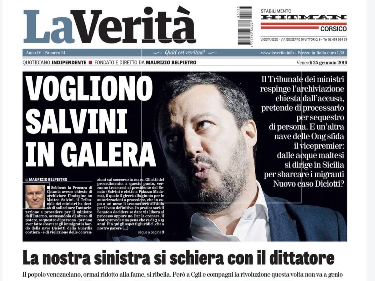 mgdj56's tweet photo. Se mettono in galera Salvini,in #Italia ci sarà una #sommossa popolare come in #Venezuela
Vogliono #Salvini in #galera
Il #TribunaledeiMinistri respinge l’archiviazione,#pretende di #processarlo per #sequestrodipersona
Venezuela-La nostra #sinistra si #schiera con il #dittatore https://t.co/zCxCnwf56T