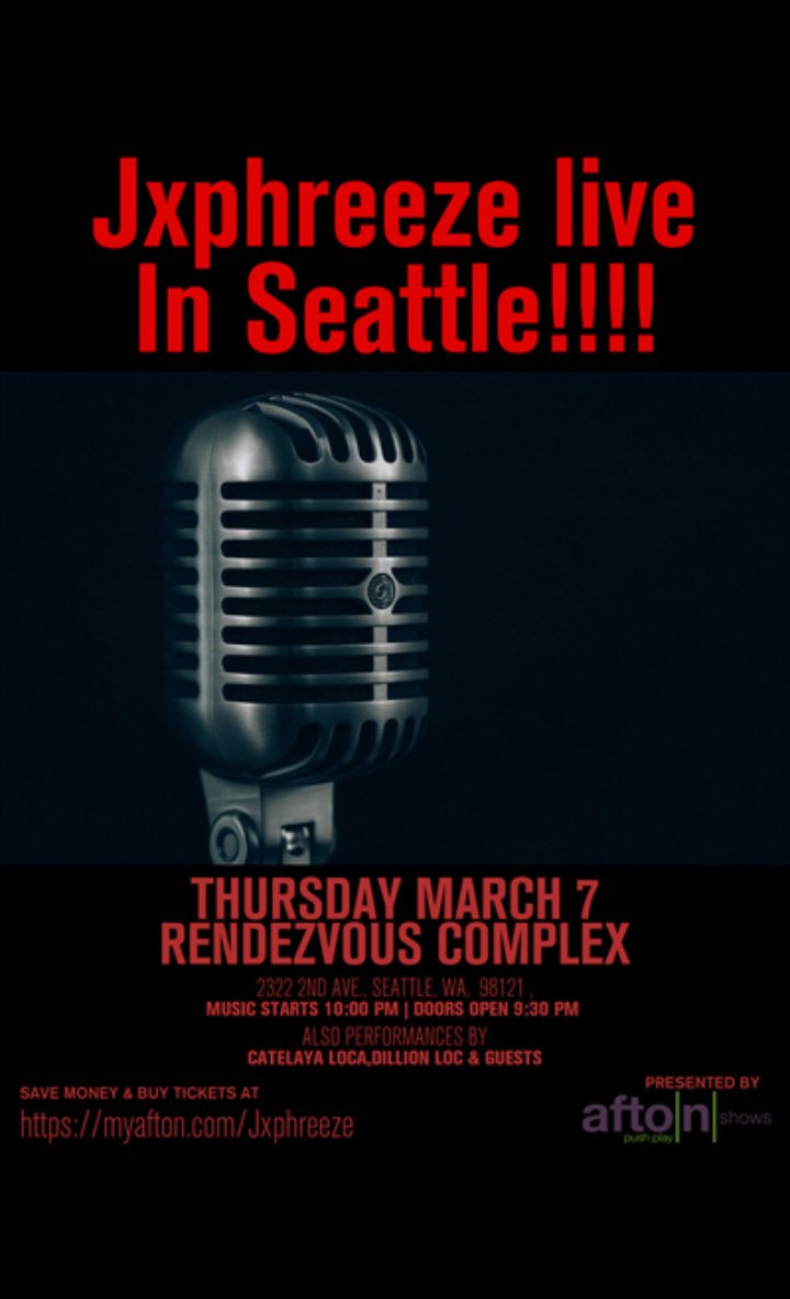 jxphreeze360's tweet photo. I will be at @therendezvous_seattle March 7th with other special guests pull up!!๐ค๐พโ๐พ๐๐พ๐ช๐พ#Jxphreeze #seattle #artist #liveshow #dopeshitonly #MC #BremCity #TacTown #barsandmelody2 #barsandmelody #bmwmusic #Gasonly #goodvibes #art #rockthemic #townbizz #party #sippin #Vibing ๐๐ https://t.co/HpDKyQuI4w