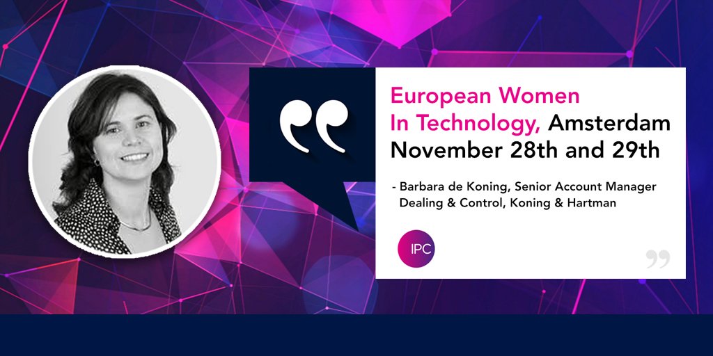 “The European Women in Technology Conference enables the sector to connect, learn and act on gender diversity.” Visit the IPC blog to read more from our partner, Koning &amp; Hartman’s Barbara de Koning about her experiences at this event. bit.ly/2HvJ57r #WinTechSeries