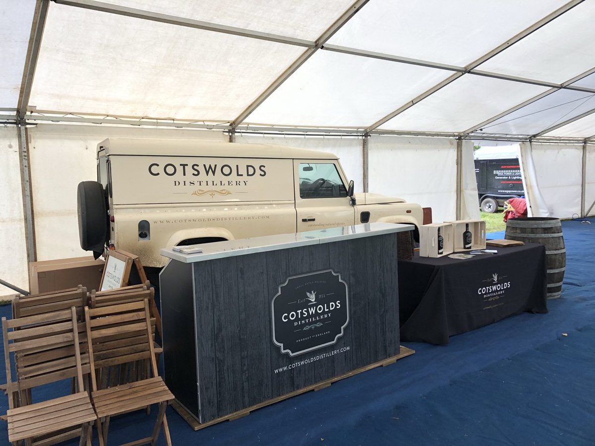 Cotswold Distillery setting up today at the Happerley Food Heaven <a href="/cocklebarrow/">Cocklebarrow Races</a> Races on Sunday. #provenance #LandRover #Cotswolds