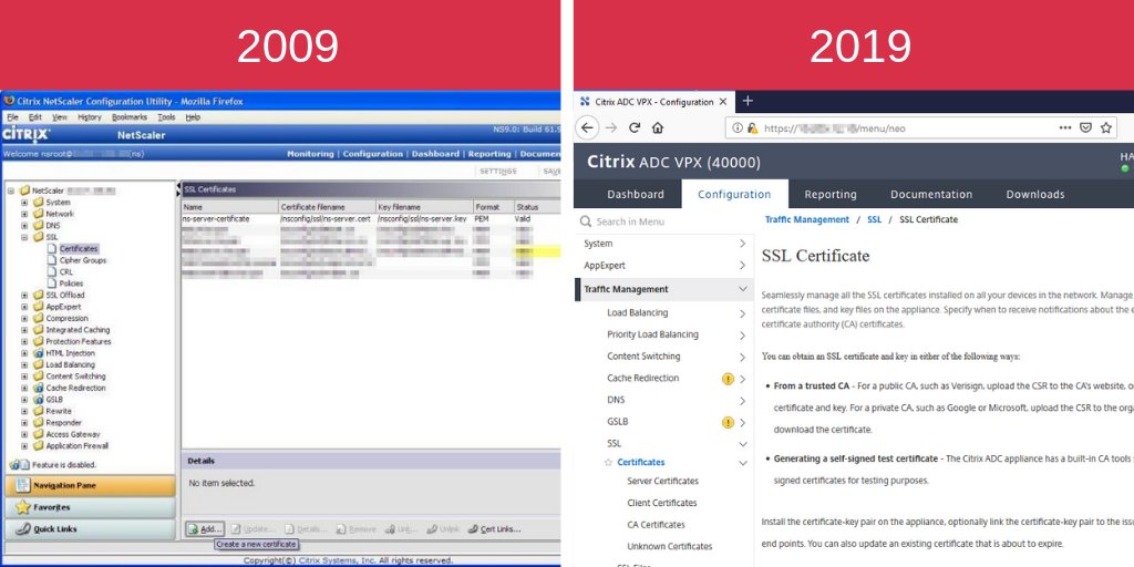 _DanielWep's tweet image. #NetScaler GUI (sometimes called #CitrixADC) now faster and no #JAVA. 

#10YearsChallenge