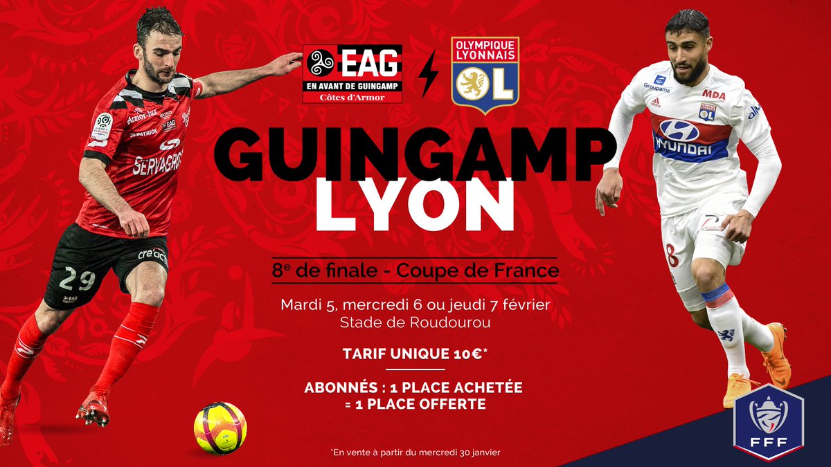 En Avant Guingamp On Twitter Info Billetterie Coupe De France Guingamp Lyon Offre Speciale Abonne 1 Place Achetee 1 Place Offerte D Infos Prochainement Eagol Tousensembletoujoursenavant Https T Co A2ndpmsyan