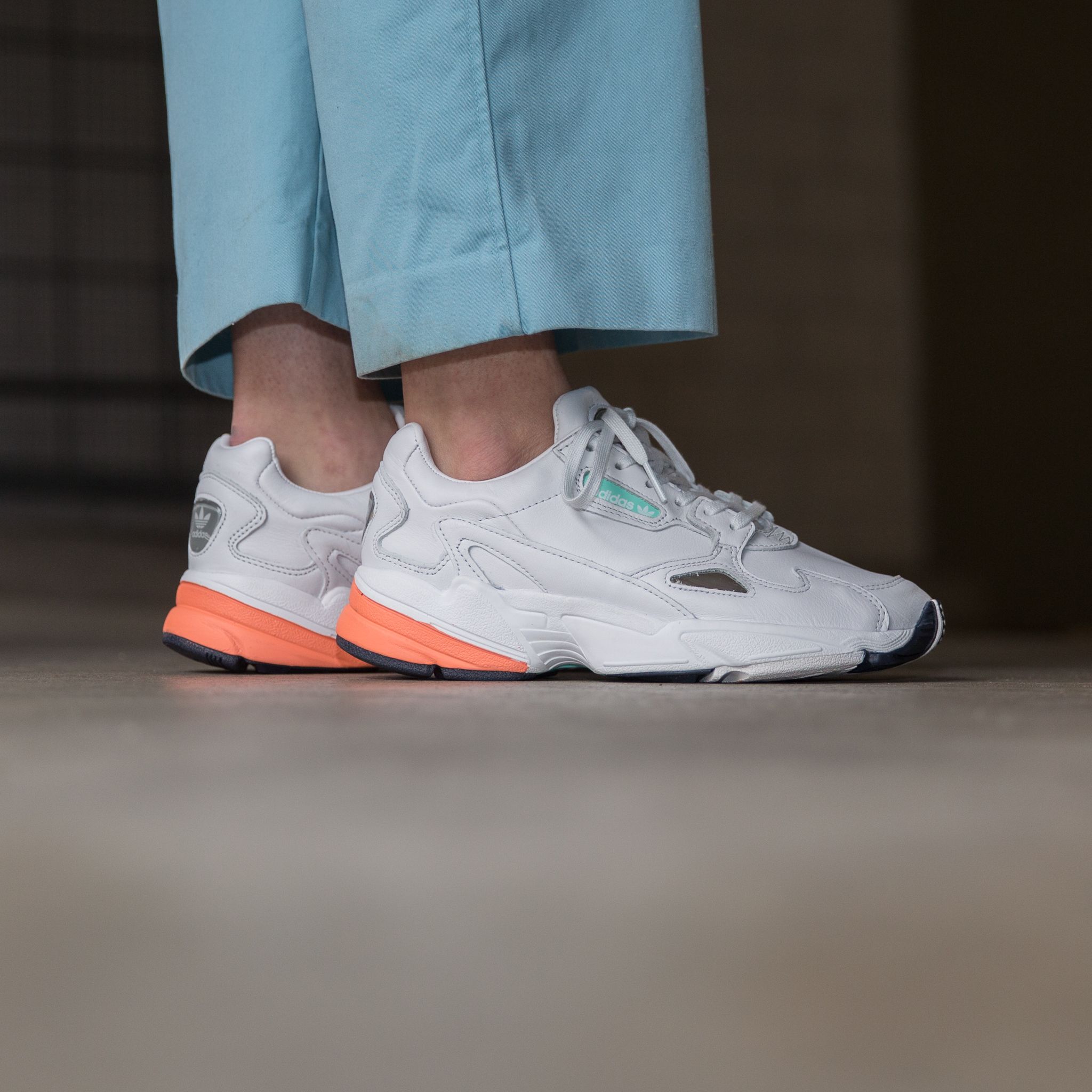 adidas falcon crystal white easy orange