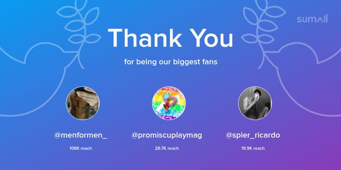 Our biggest fans this week: @menformen_, @promiscuplaymag, @spier_ricardo. Thank you! via https://t.co/mWKTKKIdsM
