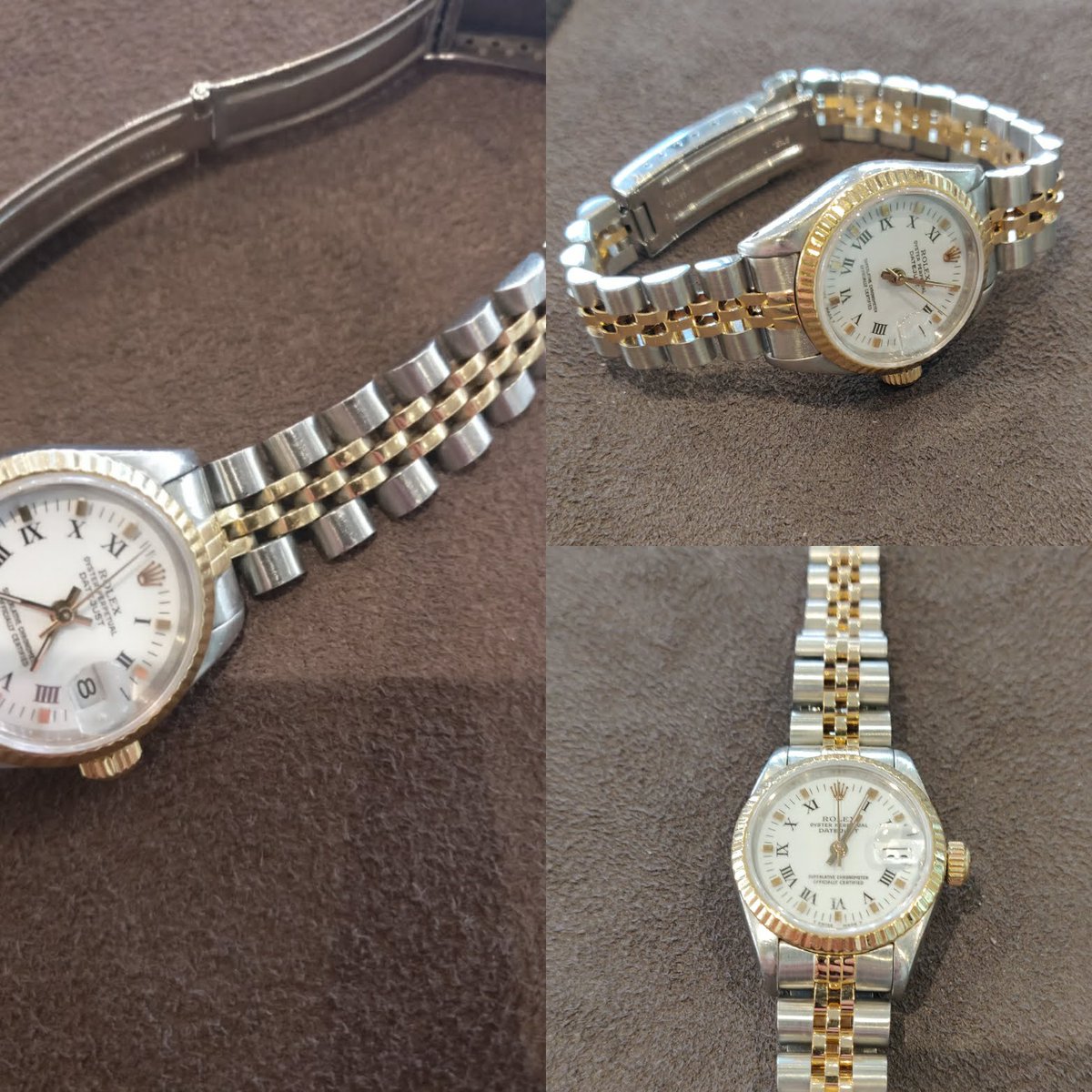 We have just refinished this ladies 2 colour Rolex watch. Tightening and checking the links we have then refinished the both the case bracelet to bring it up like new. 

#repair #refinish #rolex #ladieswatch #luxurywatch #watchrepair #watchbracelet #jeweller #workshop