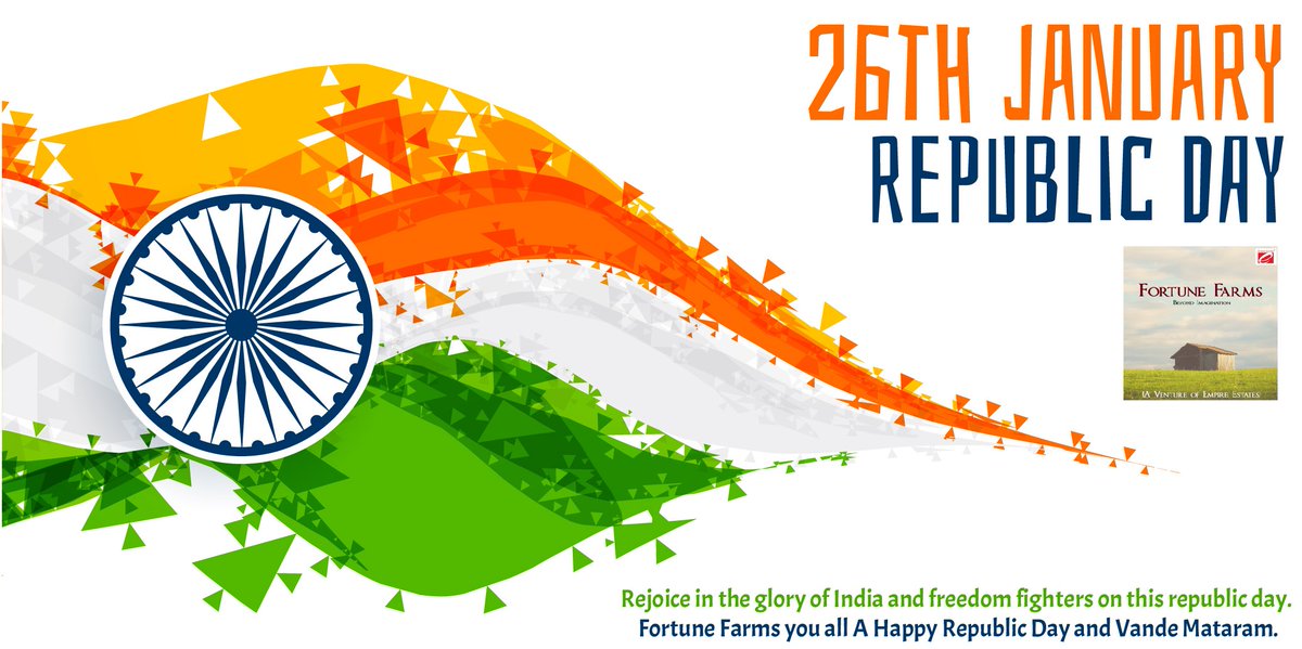 FarmsFortune's tweet photo. Rejoice in the glory of India and freedom fighters on this republic day. 
 Fortune Farms you all A Happy Republic Day and Vande Mataram.

#RepublicDay #JaiHind #VandeMataram #FortuneFarms #FarmLife #Agriculture #AgroFarming #AndhraPradesh #Hindupur #Karnataka #Bengaluru https://t.co/OYUQirIEoX