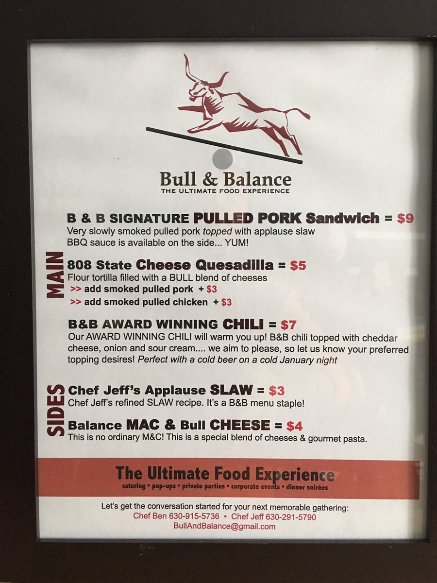 BullAndBalance's tweet photo. Our menu for tonight’s pop up at Pollyanna lemont, come on out and have some fun https://t.co/CIPOHpsNDx
