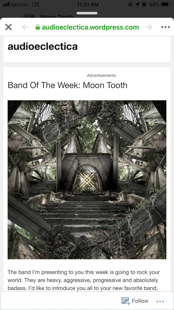 Thank you @audioeclectica for naming #MoonTooth their band of the week! 🖤🤘 #audioeclectica - audioeclectica.wordpress.com