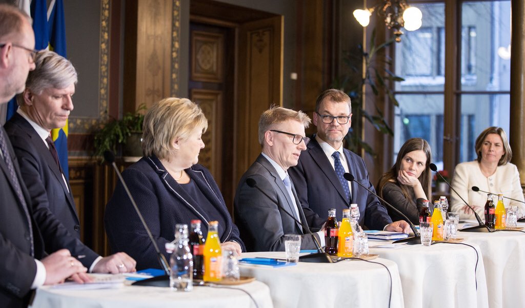 AnneSjoholm's tweet photo. Good news from Helsinki: #Nordic countries agree on closer cooperation to tackle #climate change.
See declaration and press release after #nordicsolution:
https://t.co/TiKj3QtPDe
More photoes: https://t.co/ywXblzczZP https://t.co/rk3FCkre4u
