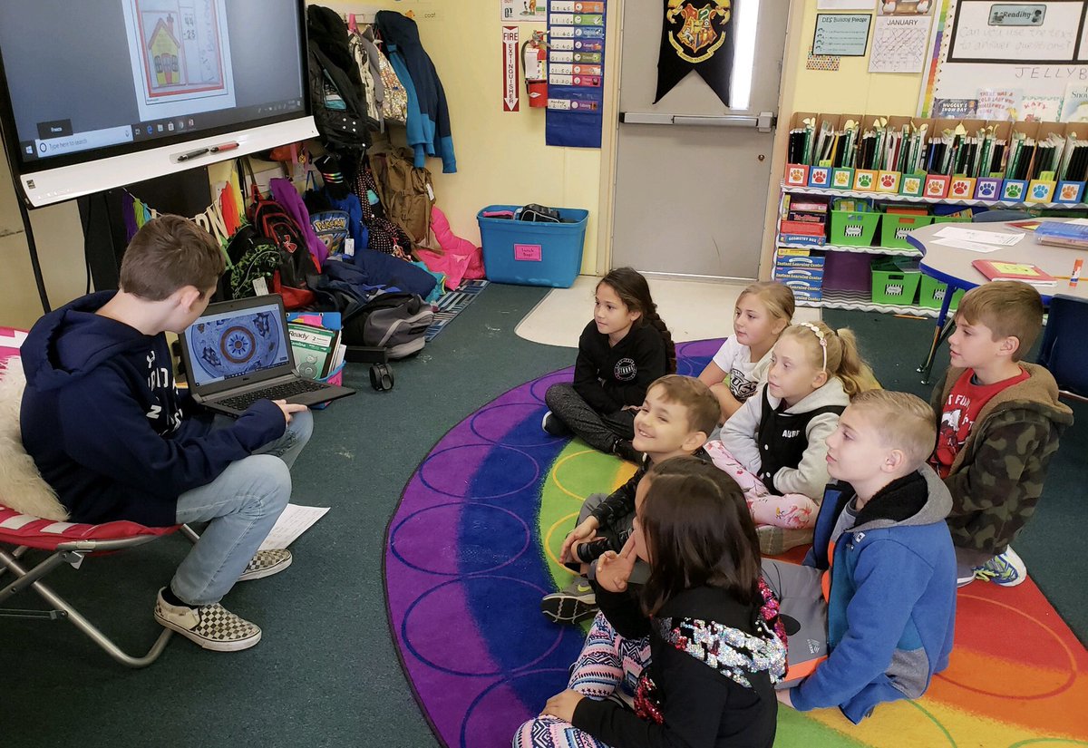 abenton00's tweet photo. Our 8th grades at Dixon Middle, through excellent teaching, share their multicultural “digital” fables with 3rd graders at Dixon Elementary. #OCSFrameworkFriday @DMSMedia411 #onslowdlt @OnslowSchools https://t.co/lFNxYviy8X