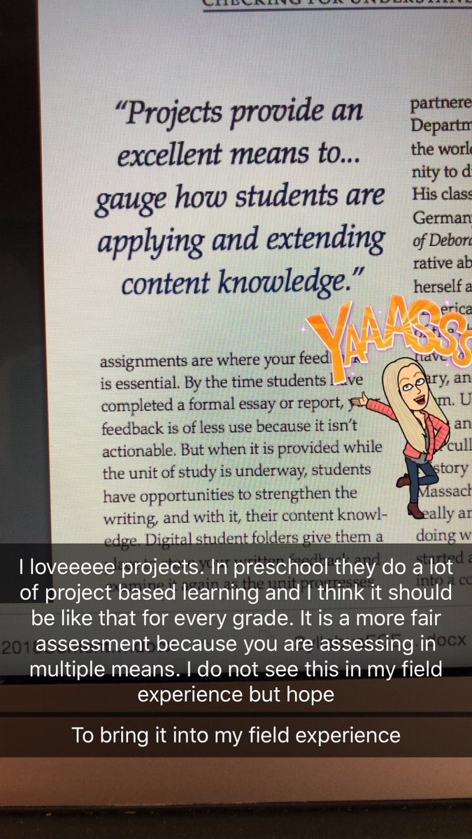melissalvs2teac's tweet photo. The article Checking for Understanding Digitally During Content Area Learning walks through the different options of assessments. Project were a favorite of mine. #BooksnapWeek3 #KSUECE4410 https://t.co/HAIUhXcePT