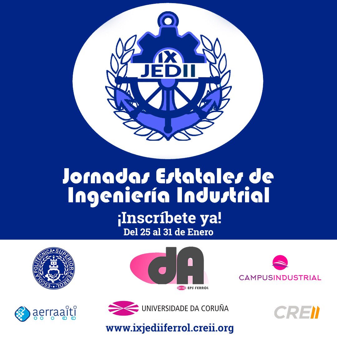 Inscríbete ya en ixjediiferrol.creii.org o goo.gl/forms/YFiLeDj3…
Quedan pocas plazas no te quedes sin la tuya 🎉😏😏