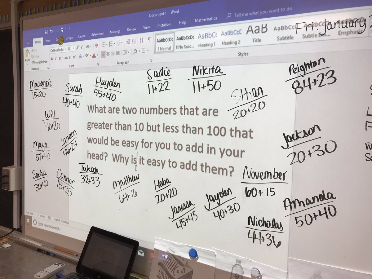 mshill_supersix's tweet photo. Getting “Minds-On” in our Number Talk this morning.  Great discussion about easy numbers! Thanks to Marion Small’s Open Questions resource! @LynndaleHeights https://t.co/g7fYqA6YsJ