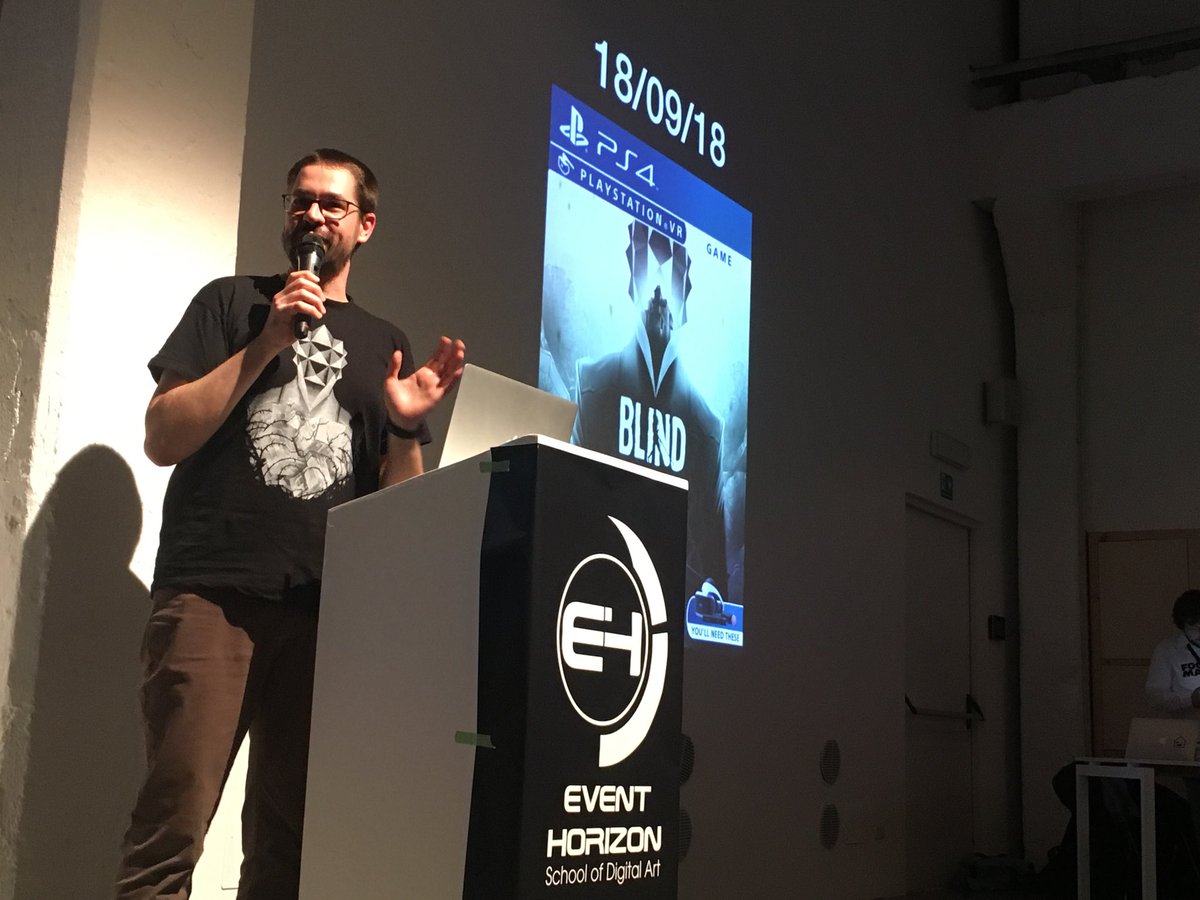 TinyBullStudios's tweet photo. Our CEO Matteo Lana talking about Blind where it all started: at #GlobalGameJam in Turin. 
It’s great to share our experience with everyone participating his year. Good luck everyone!
#turingamejam19 #ggj2019 #VR #indiegame #indiedev #gamedev https://t.co/k3vCbqpfC3