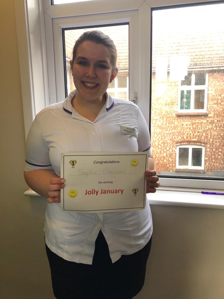 PapworthAHPs's tweet photo. Congratulations to Sophie for winning this week’s Jolly January. Sophie was nominated for showing our new dietitian stefani the ropes https://t.co/poKWmO4lGg