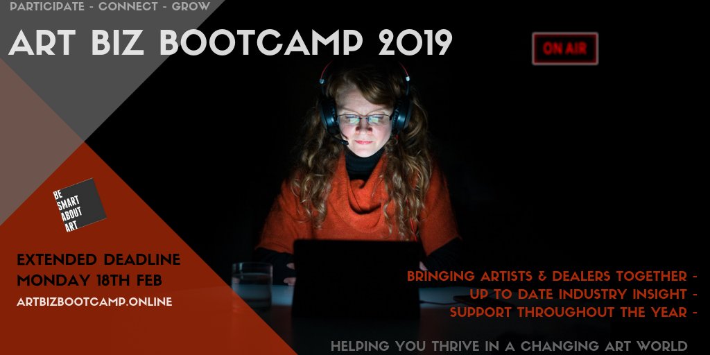 This month, @BeSmartAboutArt is excited to announce the launch of the new edition of the #ArtBizBootcamp uniting artists and dealers in a shared virtual room - helping them thrive in a changing art world. 

Find out more + enrol by 18th Feb: artbizbootcamp.online