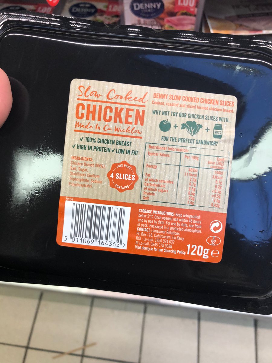 katymcguinness's tweet image. No mention of where the chicken ‘Made in Co. Wicklow’ in this package comes from. I asked Denny and they told me Brazil. ⁦@FSAIinfo⁩