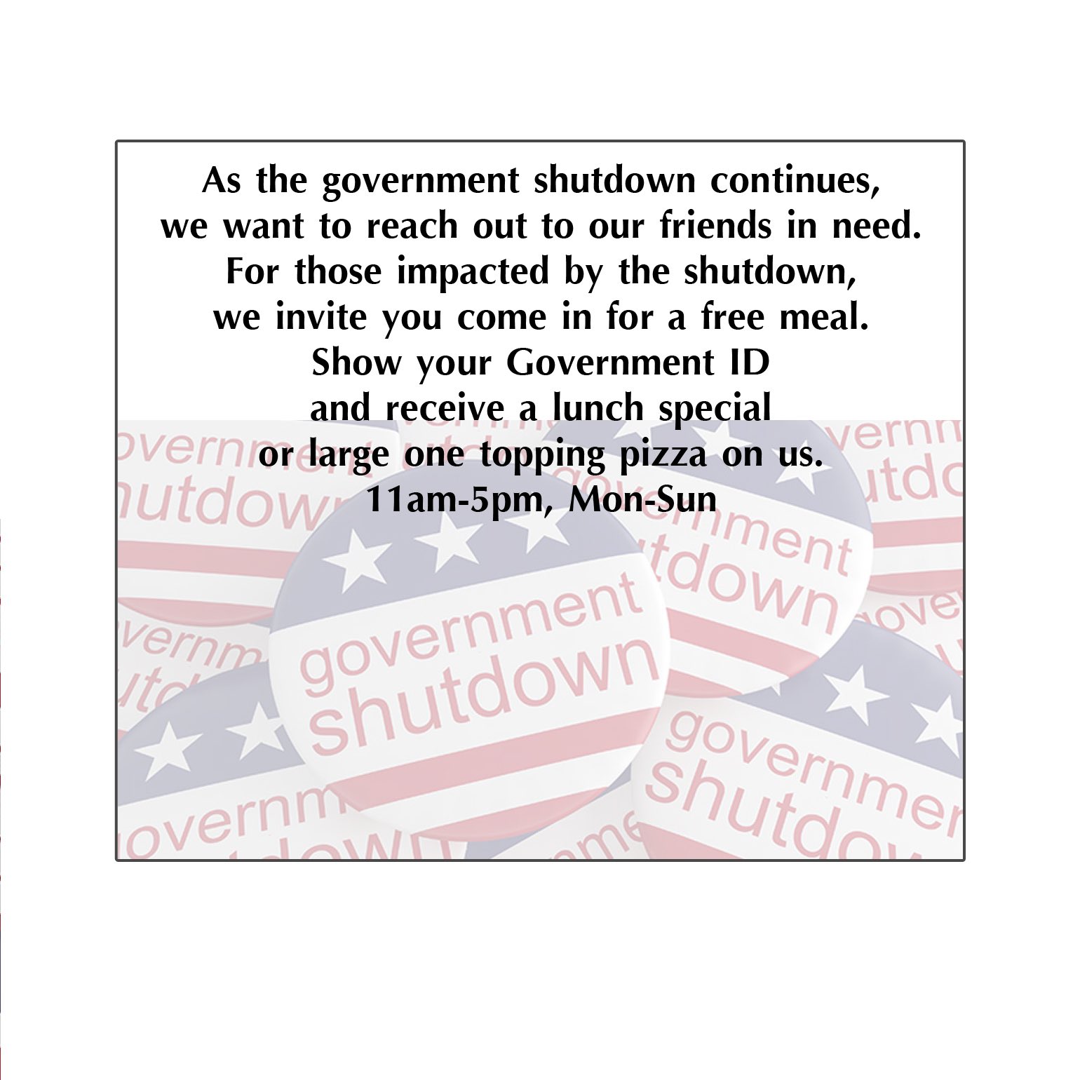 Pizza Works Etc. on Twitter "Let us help you out. FurloughFreebies 