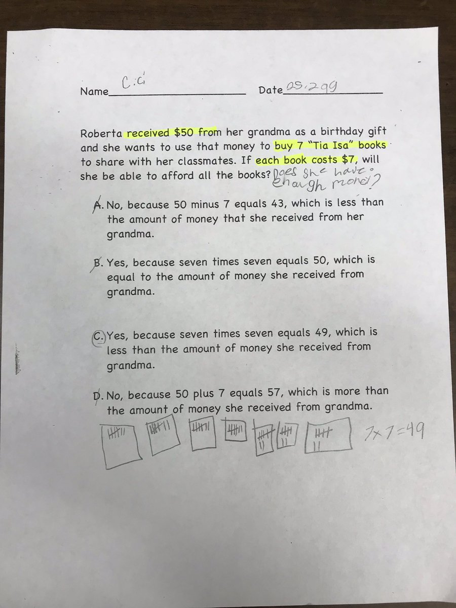 SarahHamm12's tweet photo. Going from concrete to representational to abstract! They loved working this word problem today!! #3rdgrademath @BryanISD @Branch_BISD https://t.co/yexVMBsmGP