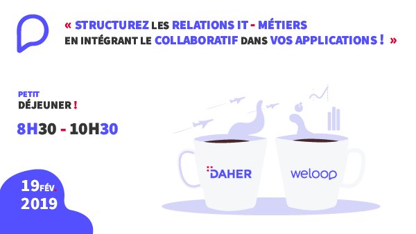 📣 Évènement WeLoop :

C'est avec grand plaisir que nous organisons notre premier petit-déjeuner de l'année avec en invité spécial : <a href="/DAHER_official/">Daher</a> ! 🥐☕️

N'oubliez pas de réserver votre place et rendez-vous le 19 février dès 8h30 !

meetup.com/fr-FR/WeLoop-C…
