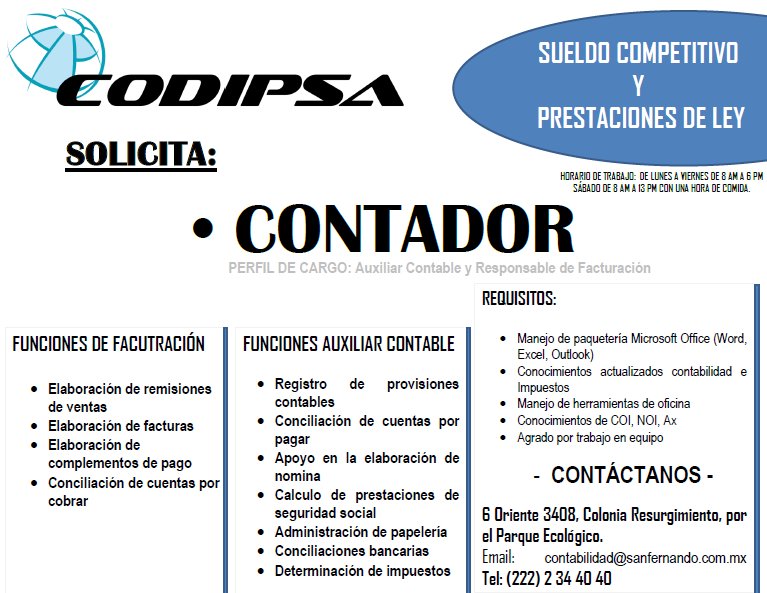 Bolsa de Trabajo : Contadores / CODIPSA