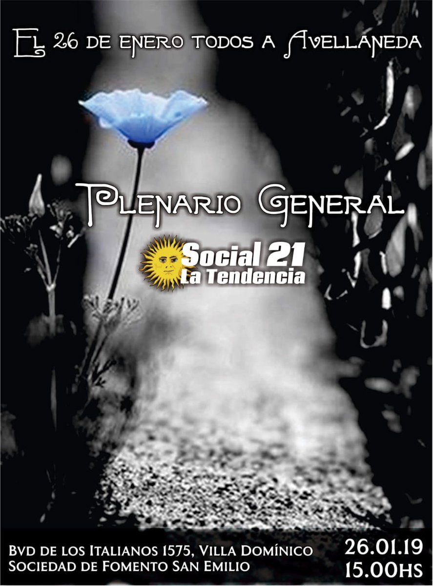 julian_sanab's tweet photo. #Mañana #Sábado 26/01 - 15hs #Avellaneda 

#PlenarioGeneral
#Social21 #LaTendencia https://t.co/OXzZf5FWnv