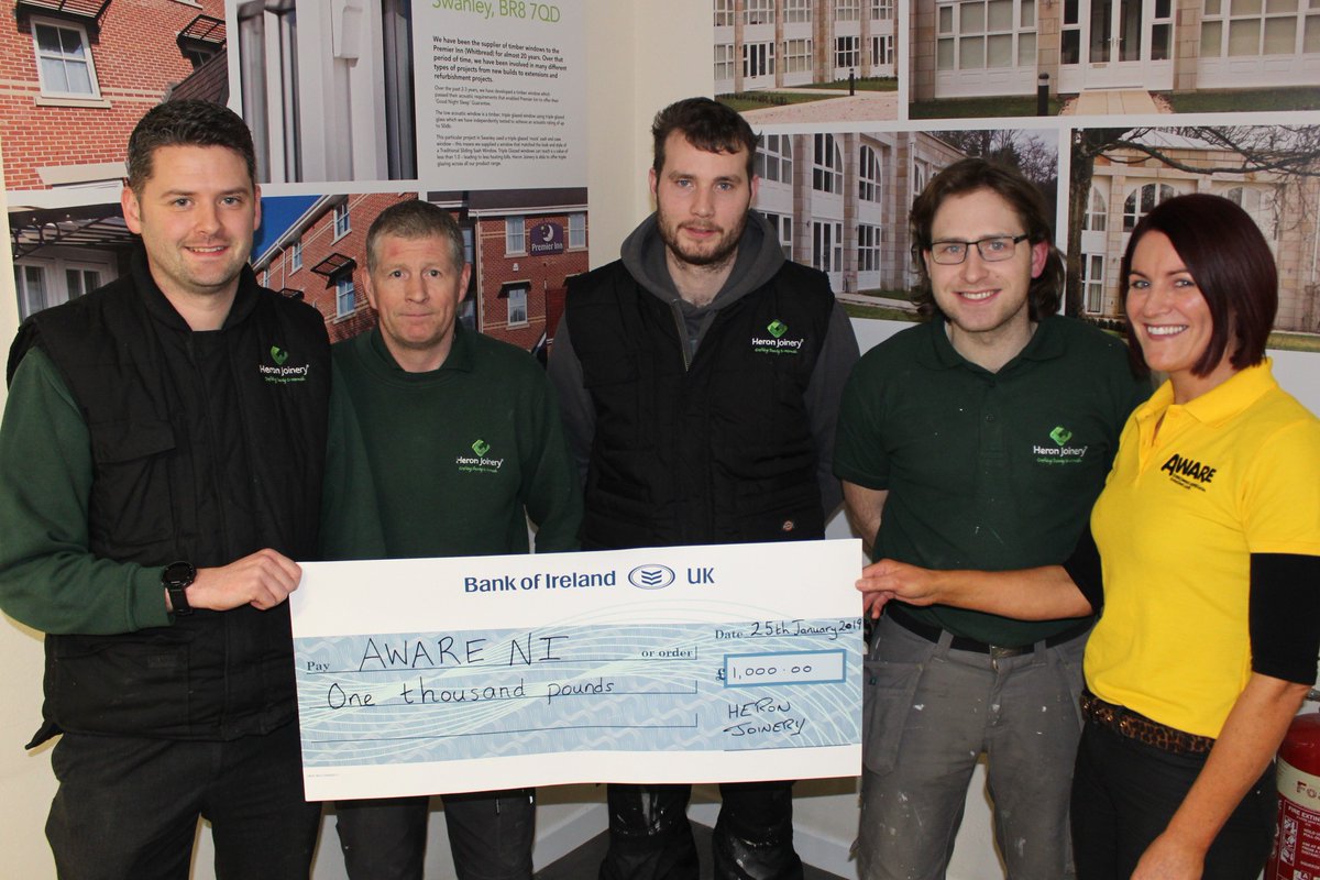 We were very proud to present a cheque to <a href="/AwareNI/">AWARE NI</a> this afternoon!  This donation will go towards AWARE's support groups in rural and urban areas across the country. Learn more here: aware-ni.org/support-groups… #charity #fridayfeeling