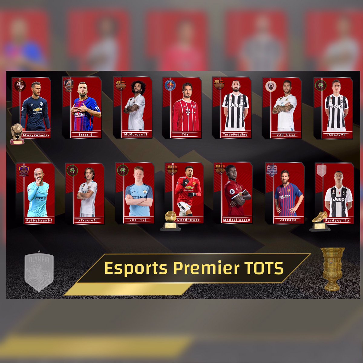 🏆 | Esports Premier - Team of the Season ⚽️

👟 | Golden Boot: @fordyce11x 
⚽️ | Most Assists: <a href="/MegetBra/">Magnus</a> 
🧤 | Golden Glove: <a href="/Woodsy1997_/">oWoodsy-x</a> 

🌍 | VPG Esports Premier Champions: <a href="/OlympiaProClubs/">Olympia</a> 
Runners up: @ComplexityVPG 
3rd place: <a href="/BeAmazedFIFA/">Be Amazed</a> 

Congratulations 💪🏼🎮 #VPG
