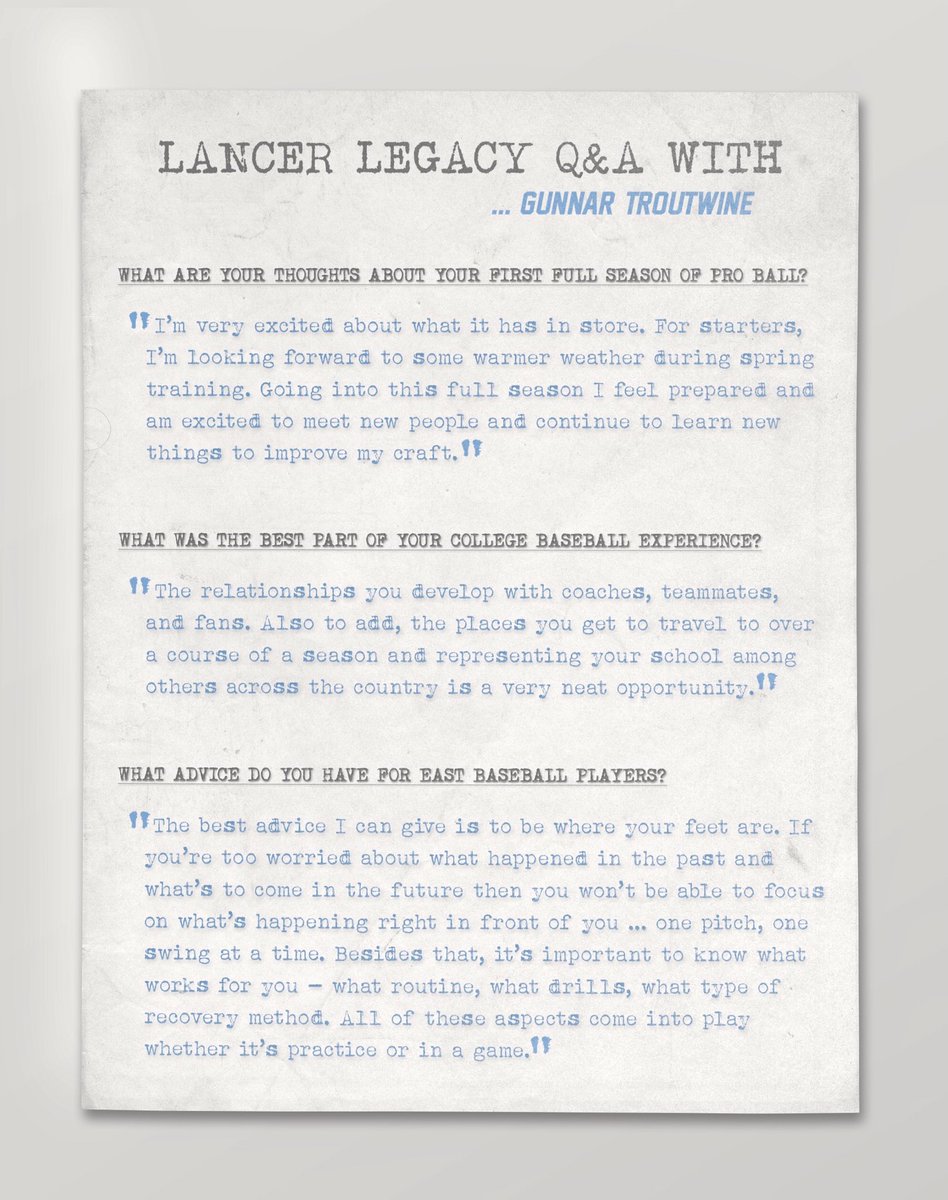 SMEbaseball (@smebaseball) on Twitter photo Lancer Legacy Series
This week’s spotlight:
Gunnar Troutwine, Class of 2014, C-Chicago White Sox Org., former WSU Shocker.
Gunnar answered 3 questions for us about pro baseball and his advice to current and future Lancers.#LancerLegacy <a href="/gtroutwine/">Gunnar Troutwine</a> Lancer Legacy Series
This week’s spotlight:
Gunnar Troutwine, Class of 2014, C-Chicago White Sox Org., former WSU Shocker.
Gunnar answered 3 questions for us about pro baseball and his advice to current and future Lancers.#LancerLegacy <a href="/gtroutwine/">Gunnar Troutwine</a>