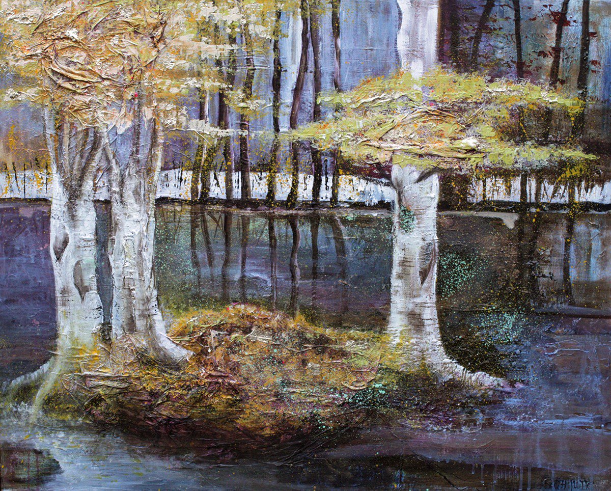 'Golden Autumn' - nieuw kunstwerk van Ruth Jütte . Wil je de kunstenares ontmoeten? Morgen is ze van 12.00 tot 17.00 uur aanwezig in de galerie. Kijk voor meer kunst van Ruth Jütte op amersfoortart.nl/collectie/ruth…
