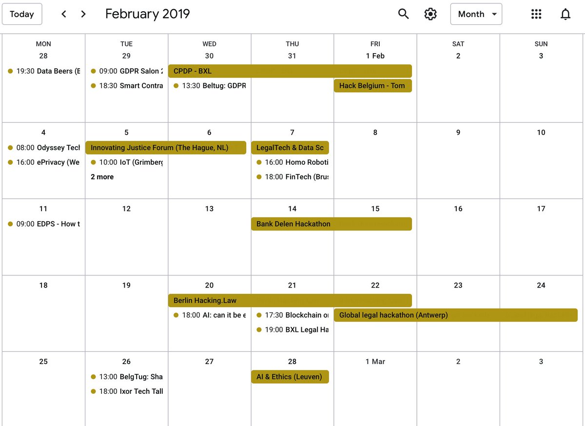 LegalHackersBXL's tweet image. Next week is nicely packed with interesting #legalhack events, actually February is starting to fill up nicely as well. One we organise ourselves (21 Feb in BXL on #DataSubjectRights) you can already pencil in. The rest is worth having a look at in our calendar.