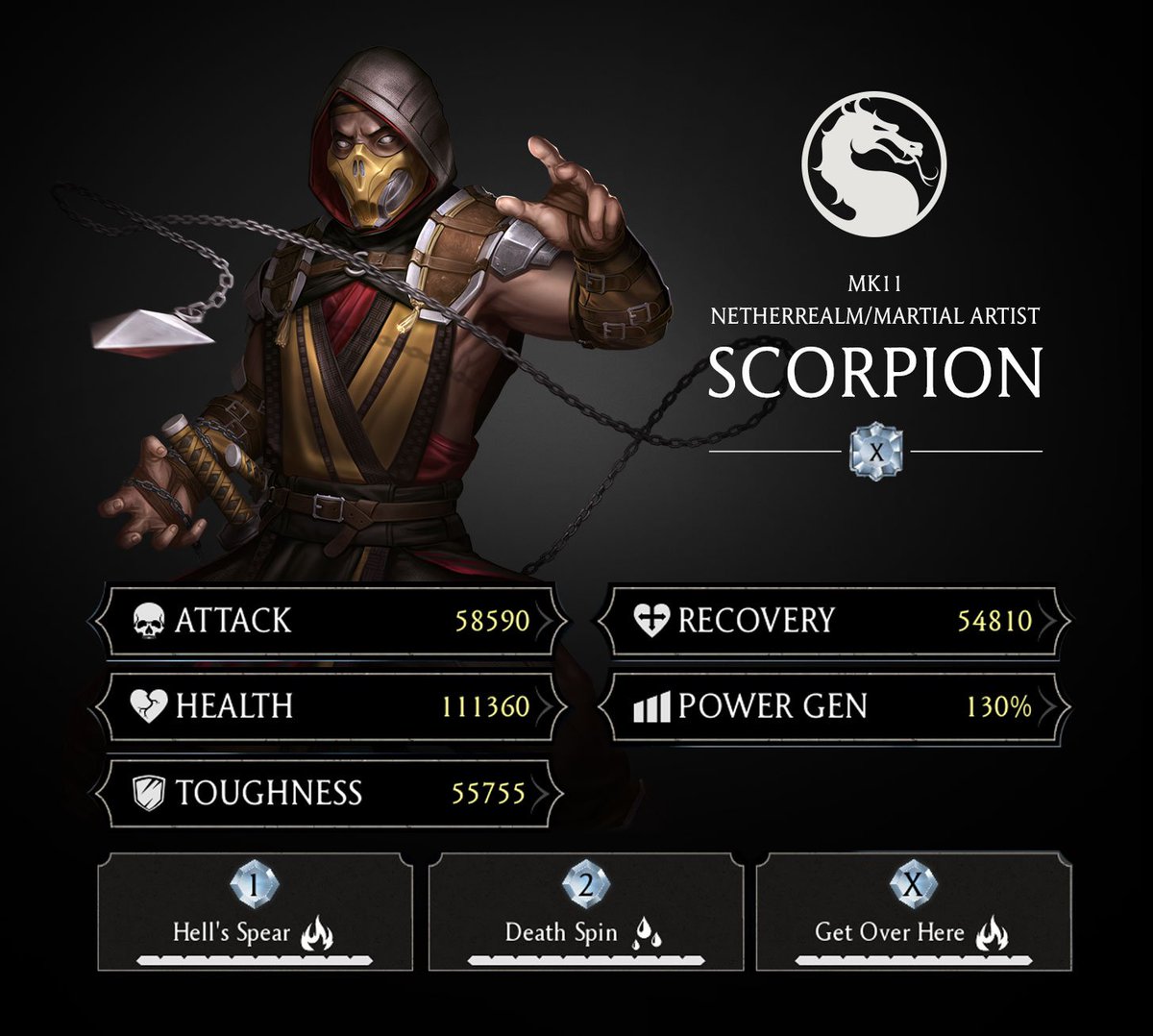 MKMobileGame's tweet photo. Get ready for Diamond #MK11 Scorpion in mobile! He is undeniably one of the most powerful characters in the game from Stats to giving Lethal Blow chance to his MK11 teammates. Who’s next? #MKMobile https://t.co/cUAZc5s6QK