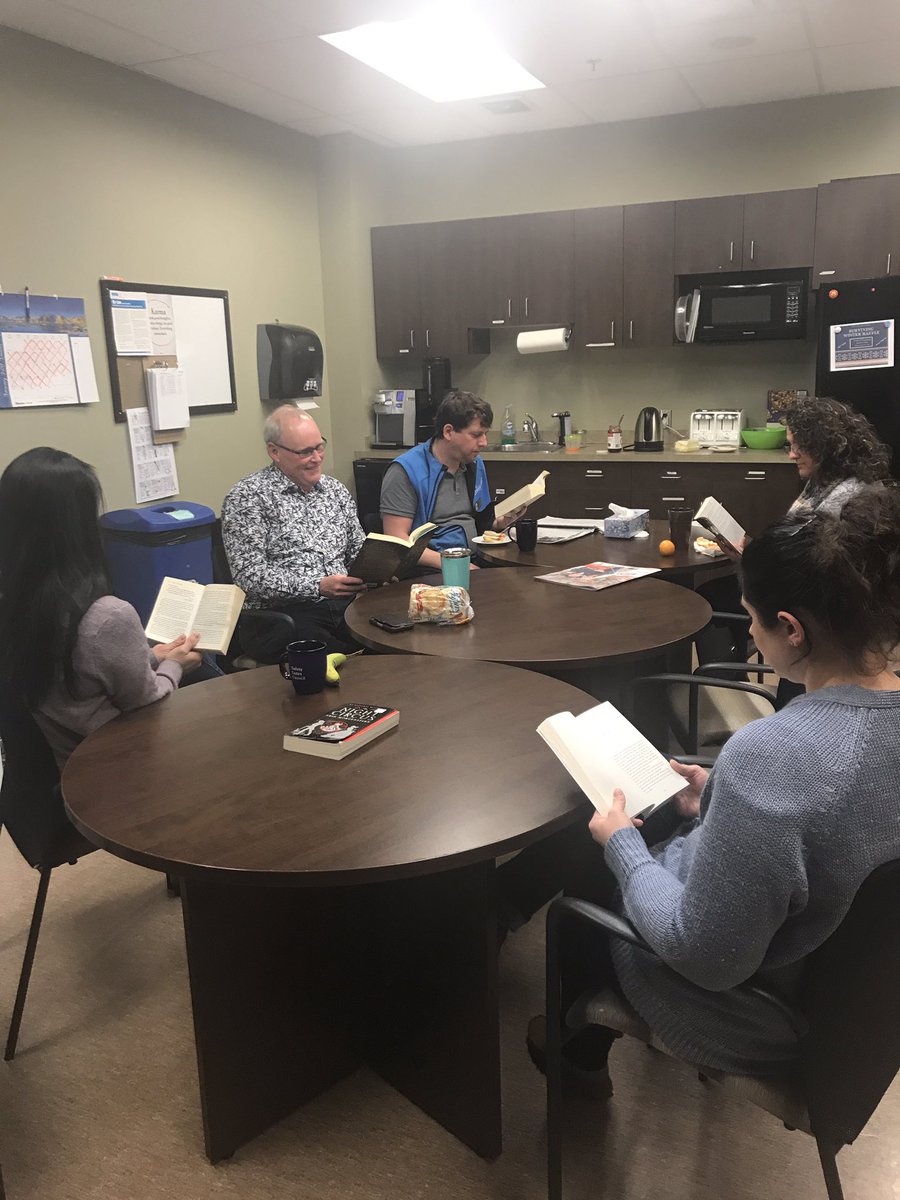 TownofPenhold's tweet image. The Town Office staff utilized their coffee break to #ReadFor15Penhold! Have you gotten your 15 minutes of reading in yet? @PenholdLibrary
