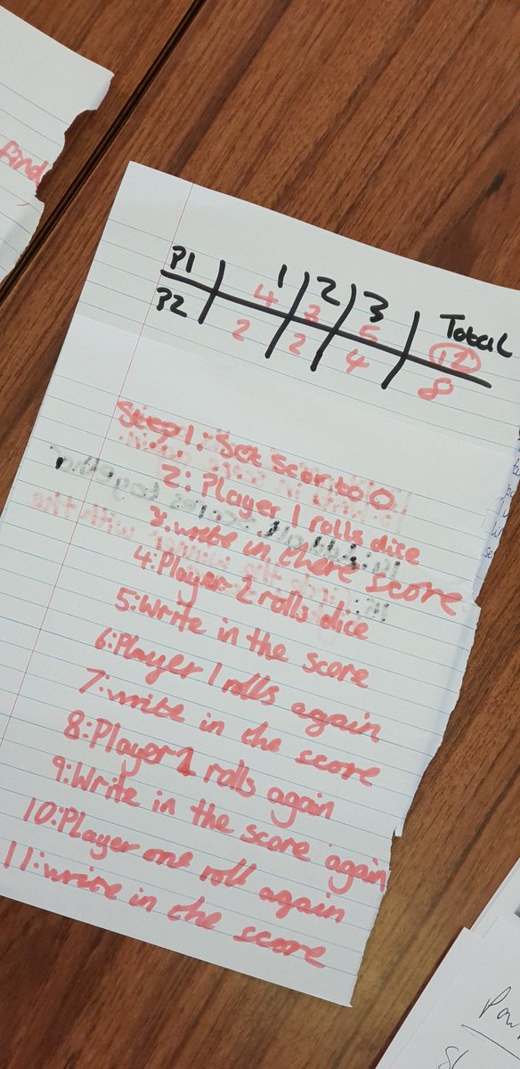 STEMAllSaints's tweet image. (2/2) more images but this time it's of @MarthaPrimary p7s engaging in listening, discussion and writing to show their understanding of writing a dice game program. Thanks for the #OfflineCoding resources @codeorg