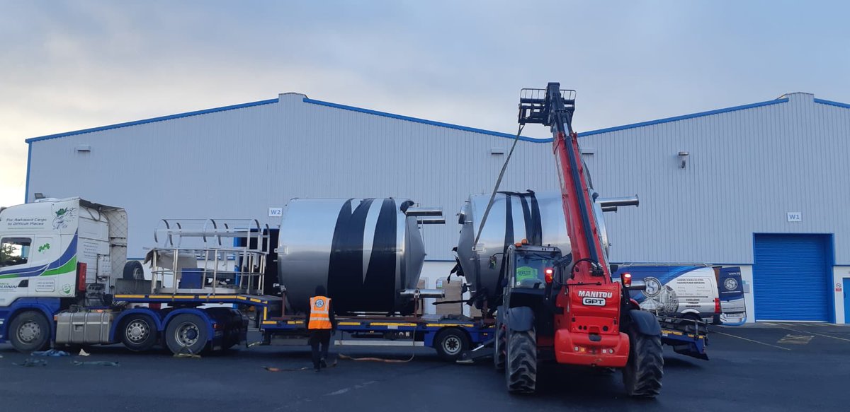 markreynier's tweet photo. 2 vats nโ a dump trough. These are being installed at our warehouse complex at Ballygarren in preparation for our first bottlings... the trough for emptying casks, the vats for holding the spirit #SomewhereOverARainbow https://t.co/Qs28IB7njT