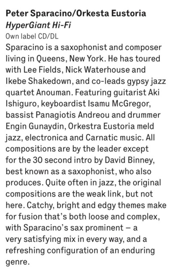 Two4ShowMedia's tweet photo. Peter Sparacino/Orkestra Eustoria - HyperGiant Hi-Fi reviewed in the new issue of "The Wire" #orkestraeustoria #hypergianthifi #newmusic #newalbum #rockwoodmusichall #nycmusic #nyc #follow #ornot #mixedmeter #livemusic #futuremusic https://t.co/go5LPEhMHO