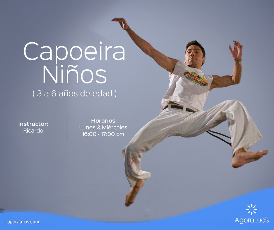 El arte marcial afro-brasileño que combina facetas de danza, música y acrobacias. Los niños se divierten y aprovechan su energía en desarrollar creatividad y seguridad en sí mismos.

#ExperienciaAgoraLucis #Capoeira
