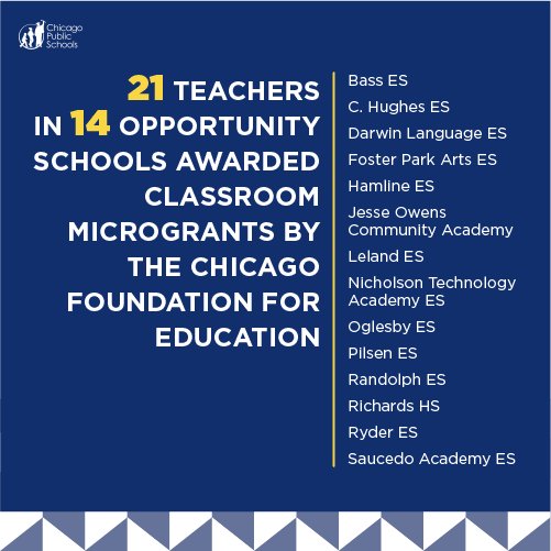 ChiPubSchools's tweet image. 21 teachers across the district were awarded classroom microgrants! Congratulations to you all! 🎉🎉🎉  #TheBestAreWithCPS @CFEgrants