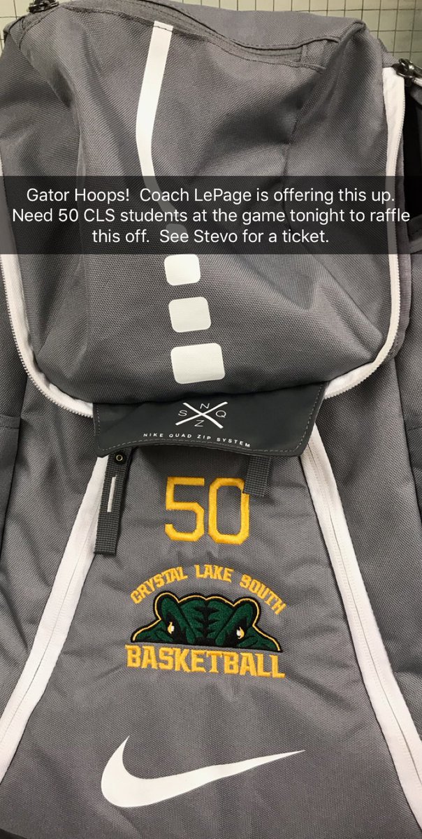 gator_hoops's tweet photo. Coach LePage is offering this back pack up. We Need “50” CLS students to raffle off this Nike Elite Bag..Lets go Gator Nation!! https://t.co/4k8y0FjKqN