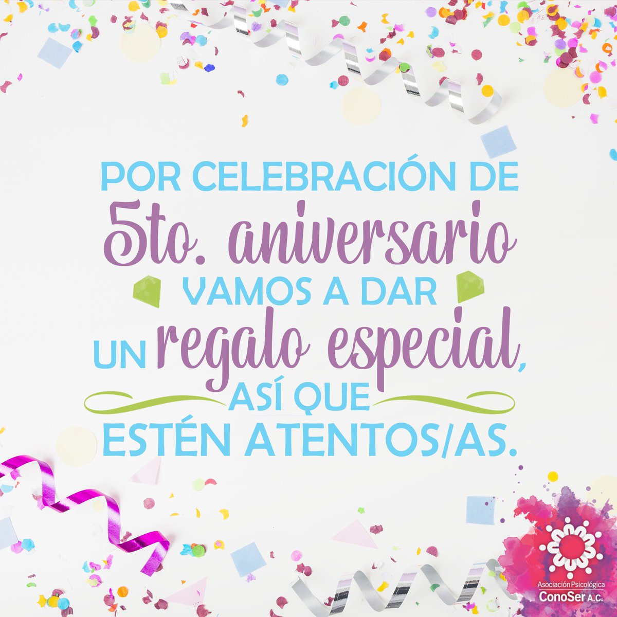 ApConoSer's tweet photo. Que mejor forma de celebrar, que regalando un poquito de bienestar 🤗💕
#Aniversario #Regalo #Bienestar #Salud #Terapia #Psicologia #ConoSer #CDMX #DelValle https://t.co/gGA7rqtcyz