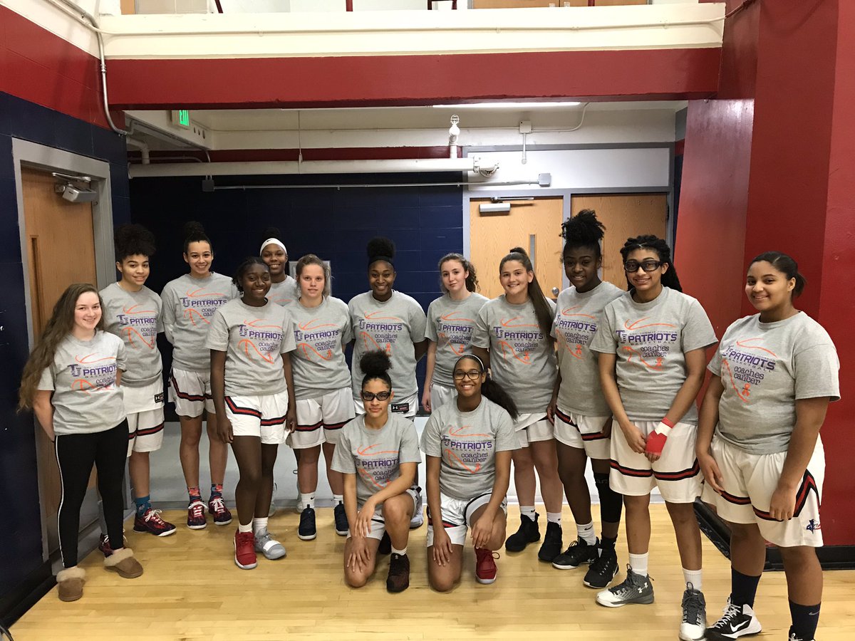 Varsity Girls’ ready for tonight’s Coaches vs Cancer game! #natstrong #beatcancer #TJPatriotpride <a href="/GTJHSAthletics/">TJ Patriot Athletics</a> @FCPS_GTJHSPrin <a href="/FCPSAthletics/">Kevin Kendro, CMAA</a> <a href="/TJGirlsBB/">TJ Girls Basketball</a>