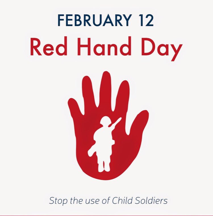 nvhsunicef's tweet photo. Red Hand Day is February 12th! We will have a table set up in the rotunda before school on February 12th to spread awareness about stopping the use of child soldiers. Come by to get a red string tied to your wrist, pick up a flier, and some candy! https://t.co/intEoC1HTV